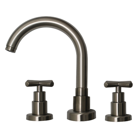 WHITEHAUS Luxe Widespread Lavatory Faucet W/ Tubular Swivel Spout, Cross Handles WHLX79214-BN